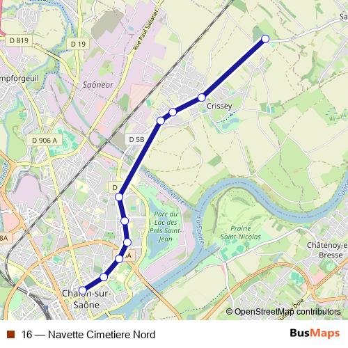 16 bus Line Map