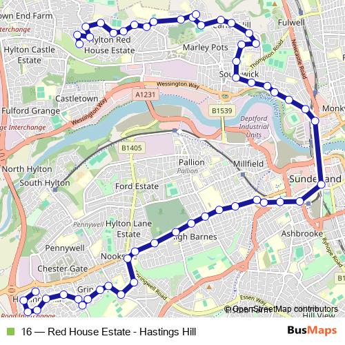 16 bus Line Map