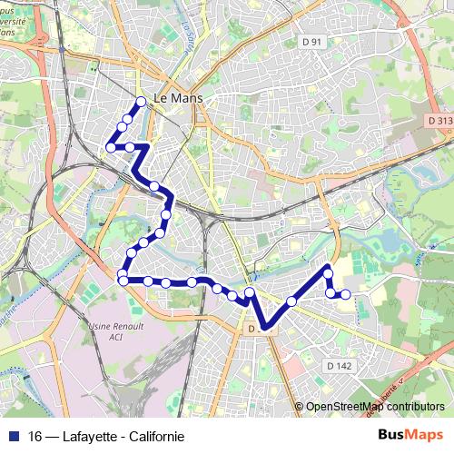 16 bus Line Map