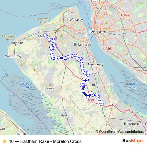 16 bus Line Map