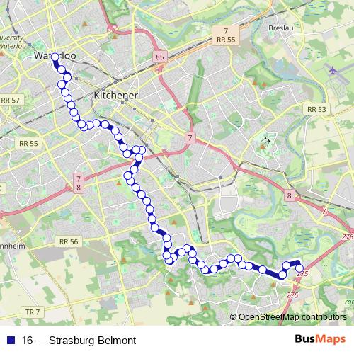 16 bus Line Map