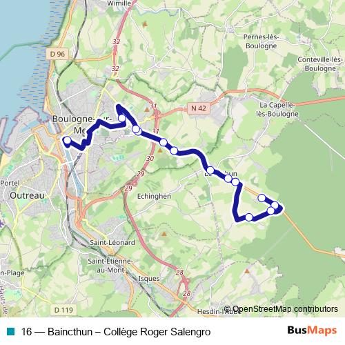 16 bus Line Map