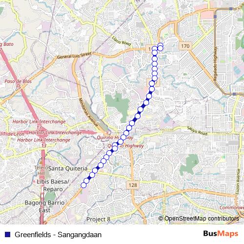 Greenfields - Sangangdaan bus Line Map