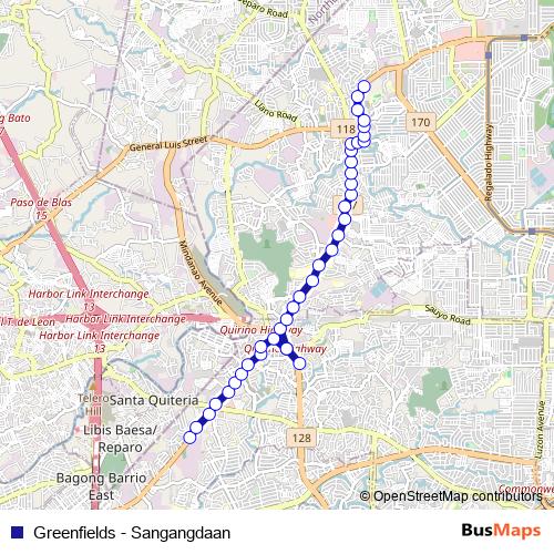 Greenfields - Sangangdaan bus Line Map