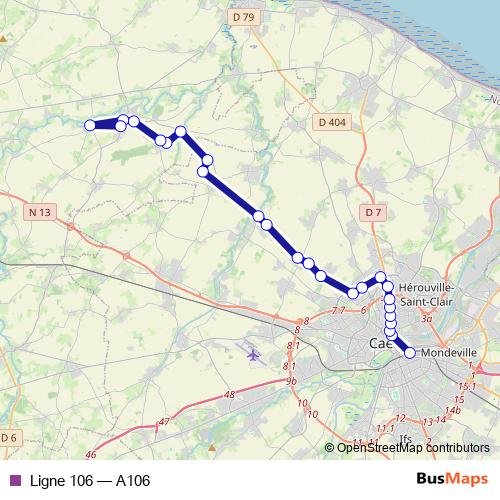 Ligne 106 bus Line Map