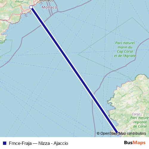 Frnce-Fraja ferry Line Map
