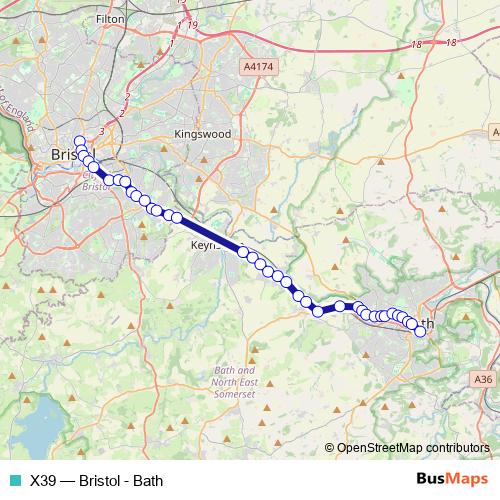 X39 bus Line Map