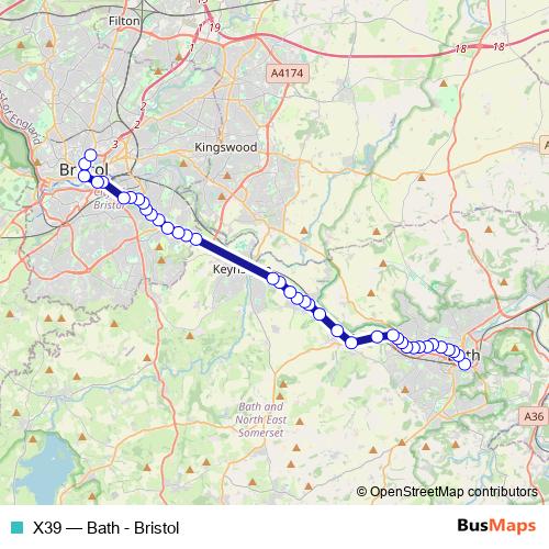 X39 bus Line Map