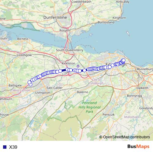 X39 bus Line Map