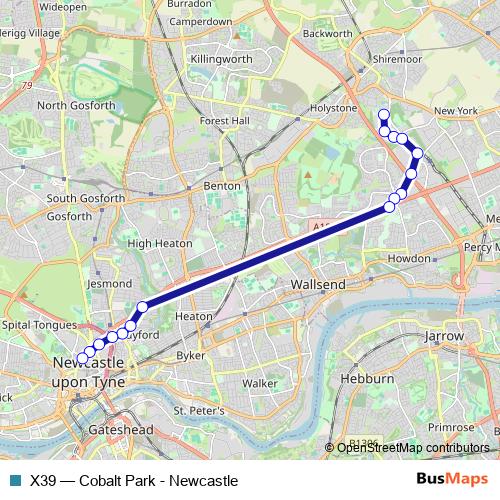 X39 bus Line Map