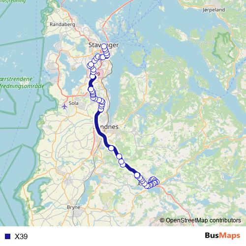 X39 bus Line Map