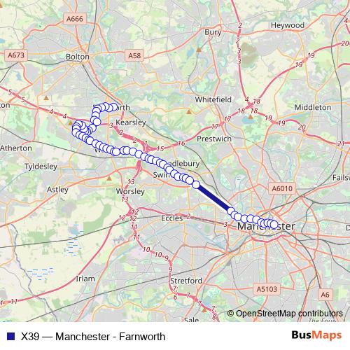 X39 bus Line Map