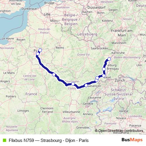 Flixbus N759 bus Line Map