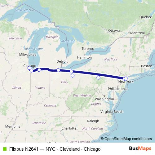 Flixbus N2641 bus Line Map