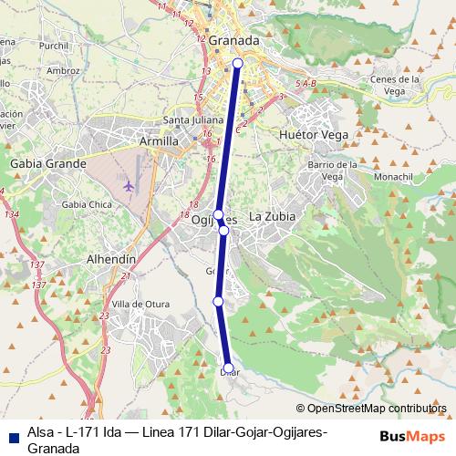 Alsa - L-171 Ida bus Line Map
