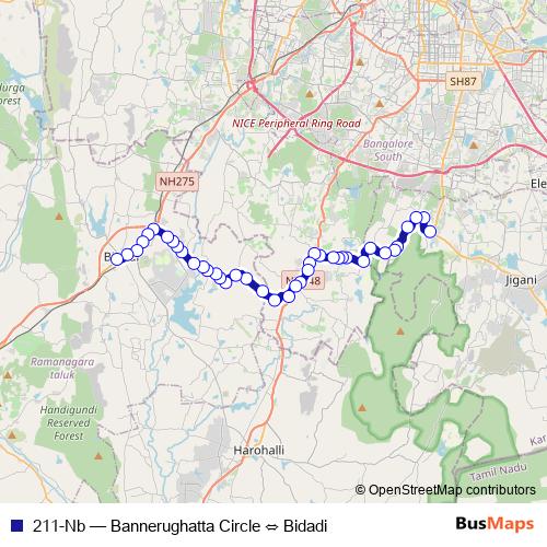 211-Nb bus Line Map