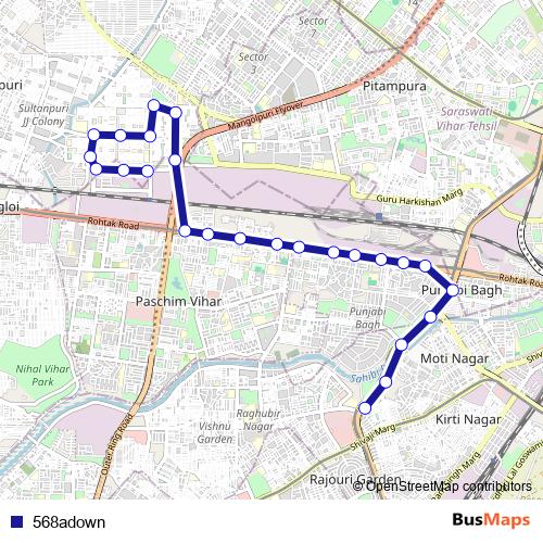 568adown bus Line Map