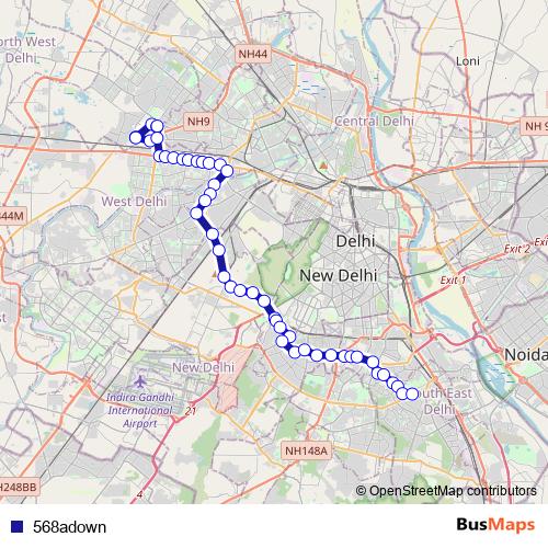568adown bus Line Map