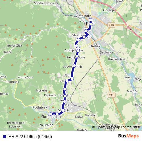 PR A22 6196 5 (64456) bus Line Map