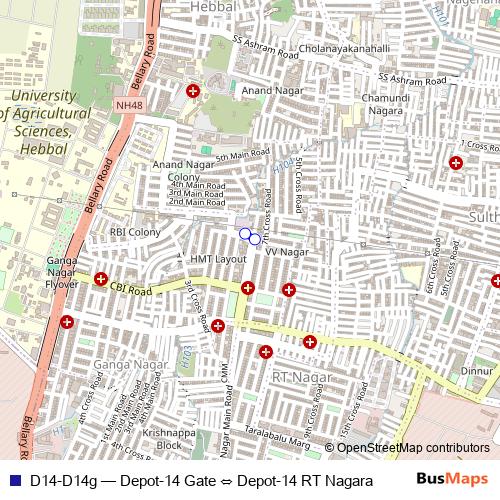 D14-D14g bus Line Map