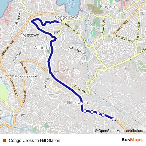 Congo Cross to Hill Station bus Line Map