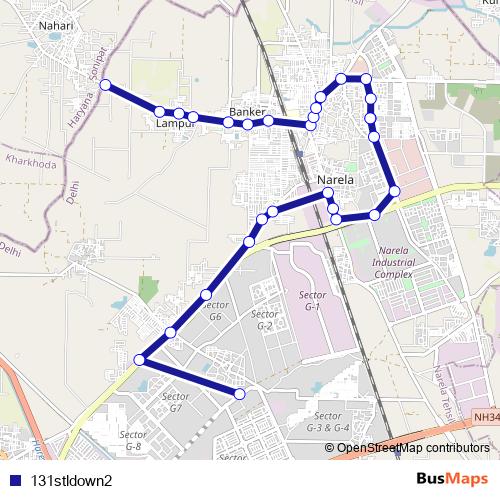 131stldown2 bus Line Map
