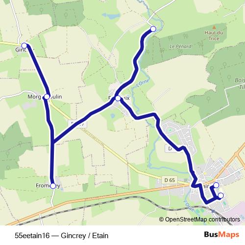 55eetain16 bus Line Map