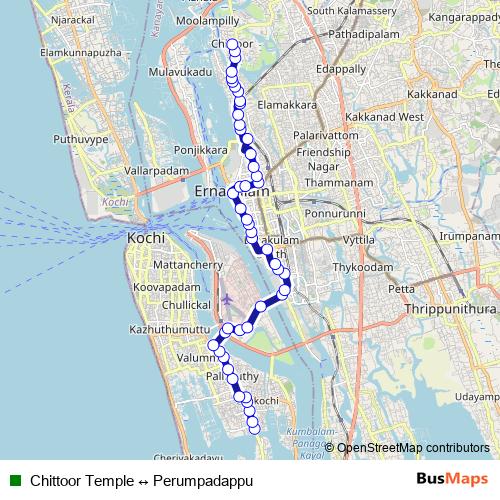 Chittoor Temple ↔ Perumpadappu bus Line Map