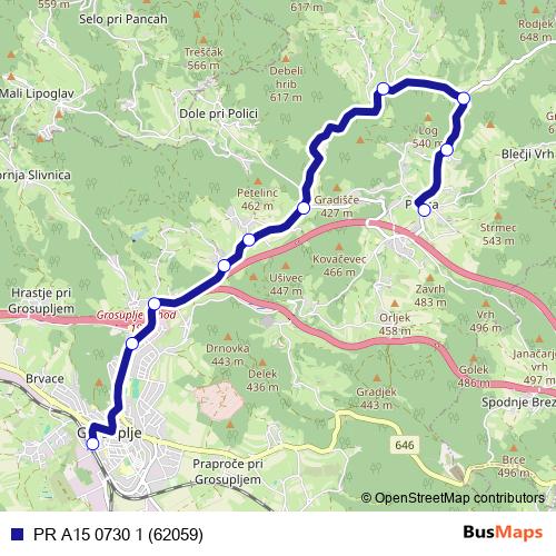 PR A15 0730 1 (62059) bus Line Map