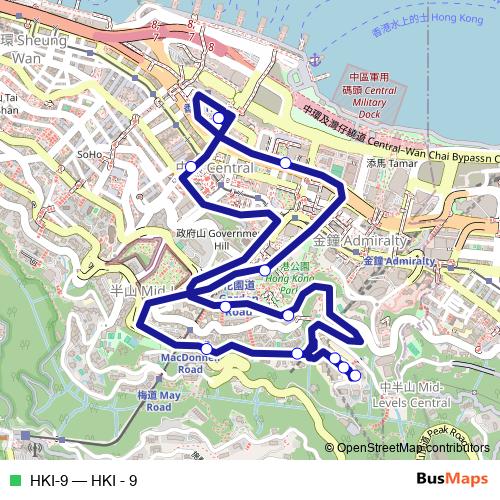 HKI-9 bus Line Map