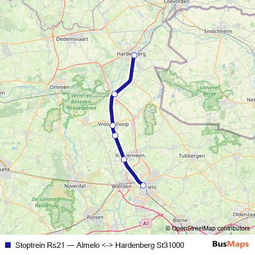Stoptrein Rs21 rail Line Map