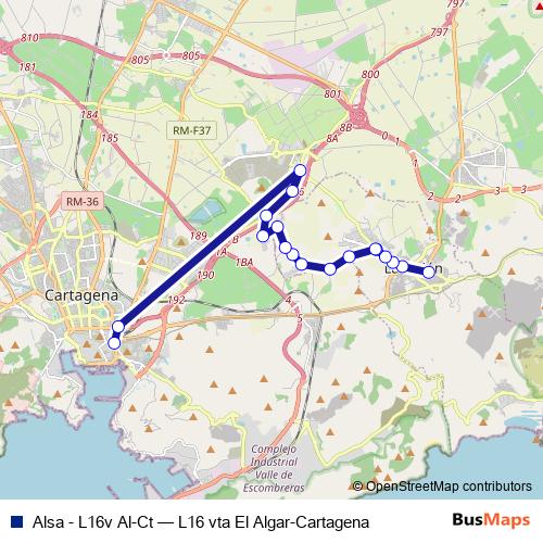 Alsa - L16v Al-Ct bus Line Map