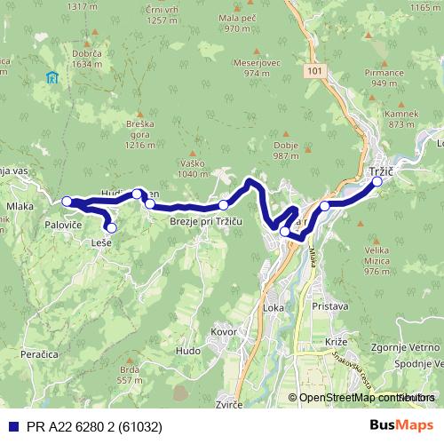 PR A22 6280 2 (61032) bus Line Map