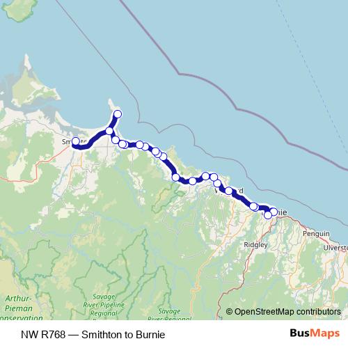 NW R768 bus Line Map