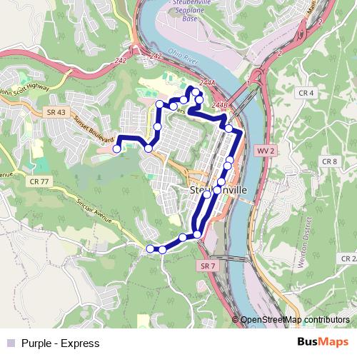 Purple - Express bus Line Map