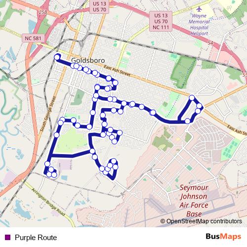 Purple Route bus Line Map