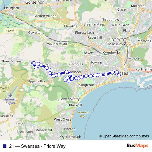 21 bus Line Map