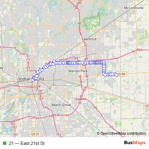 21 bus Line Map