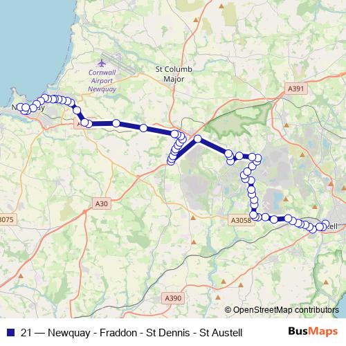 21 bus Line Map