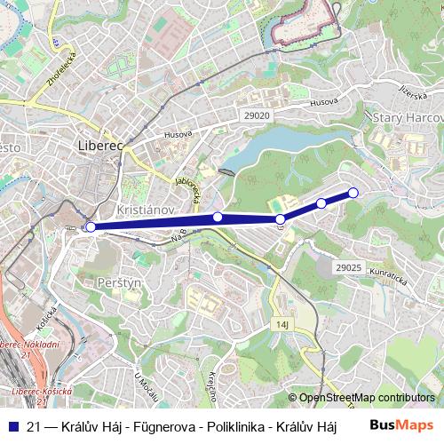 21 bus Line Map
