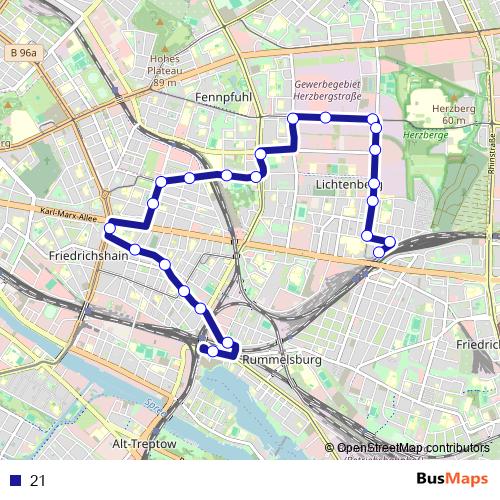 21 bus Line Map