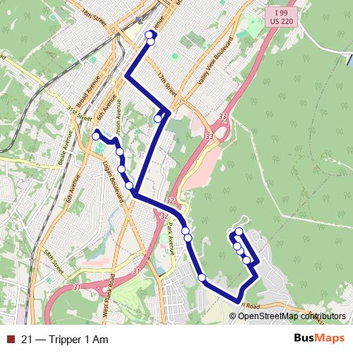 21 bus Line Map