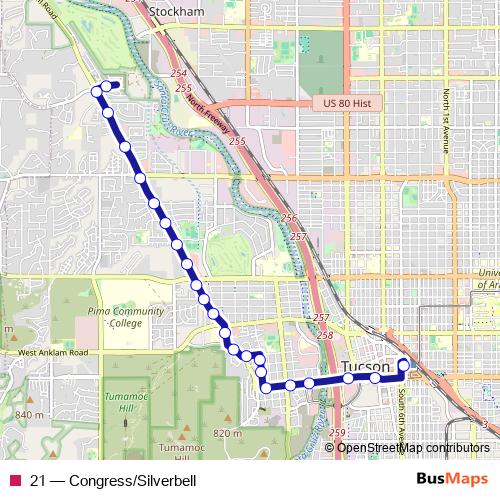 21 bus Line Map