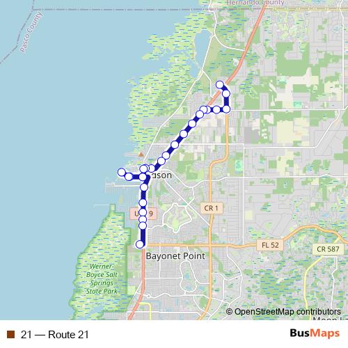 21 bus Line Map