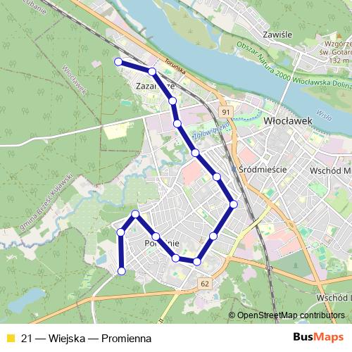 21 bus Line Map