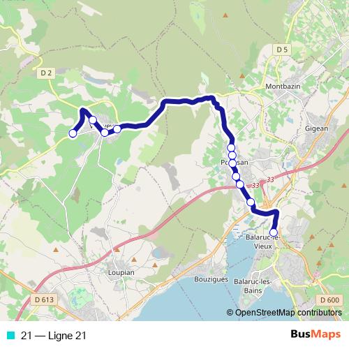 21 bus Line Map