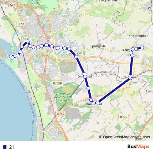 21 bus Line Map