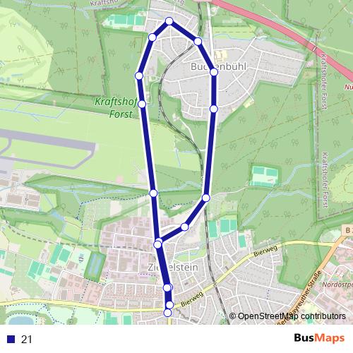 21 bus Line Map