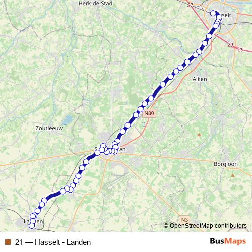 21 bus Line Map