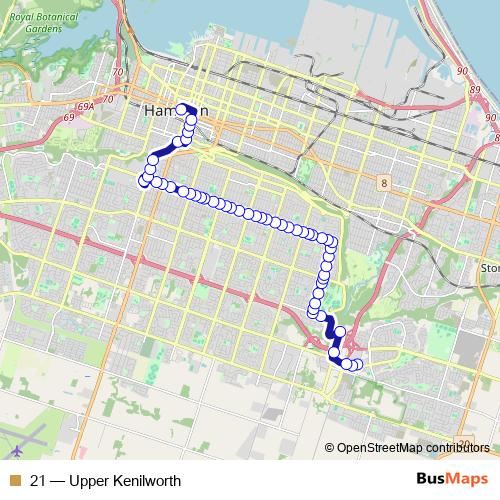 21 bus Line Map